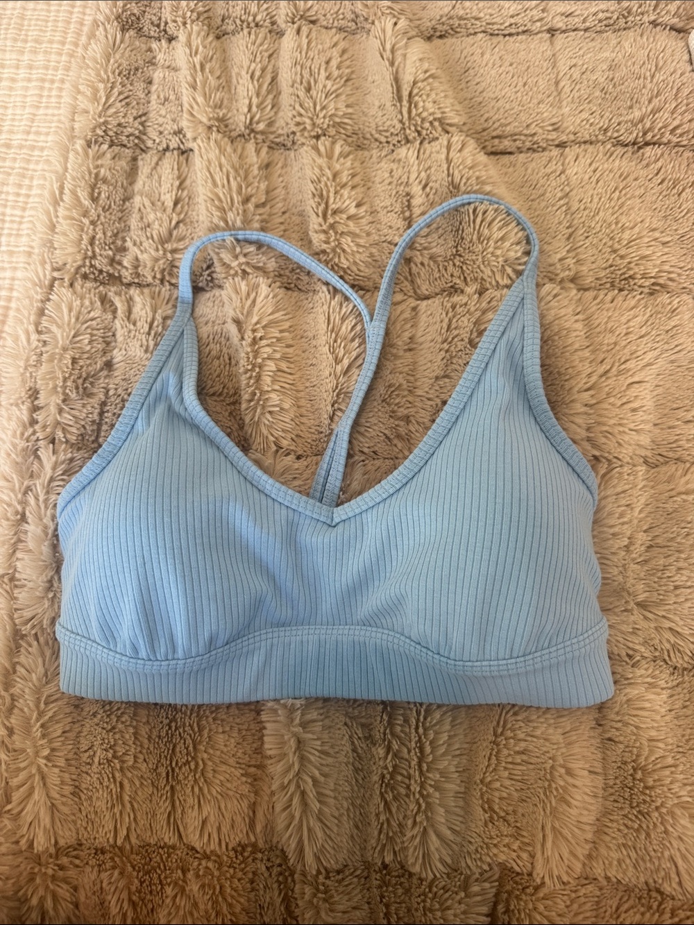 ALO Yoga Light Blue Ribbed bra